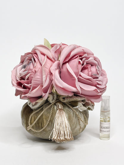 Deko-Blumen Bouquet mit Raumduft „Three Roségold Roses“